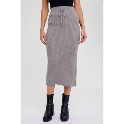 Women's Ribbed Knit Midi Skirt - BluIvy L | Target