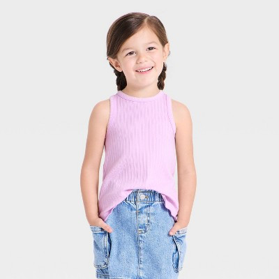 Toddler Girls' Solid Ribbed Tank Top - Cat & Jack™ Purple 18M | Target