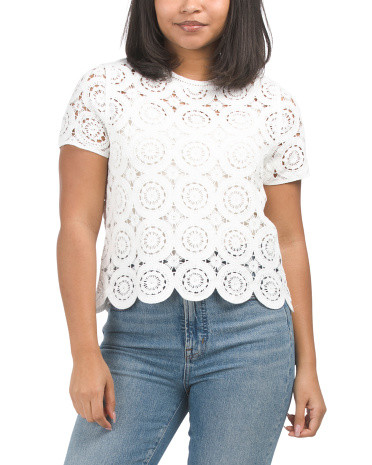 Short Sleeve Crochet Top | TJ Maxx