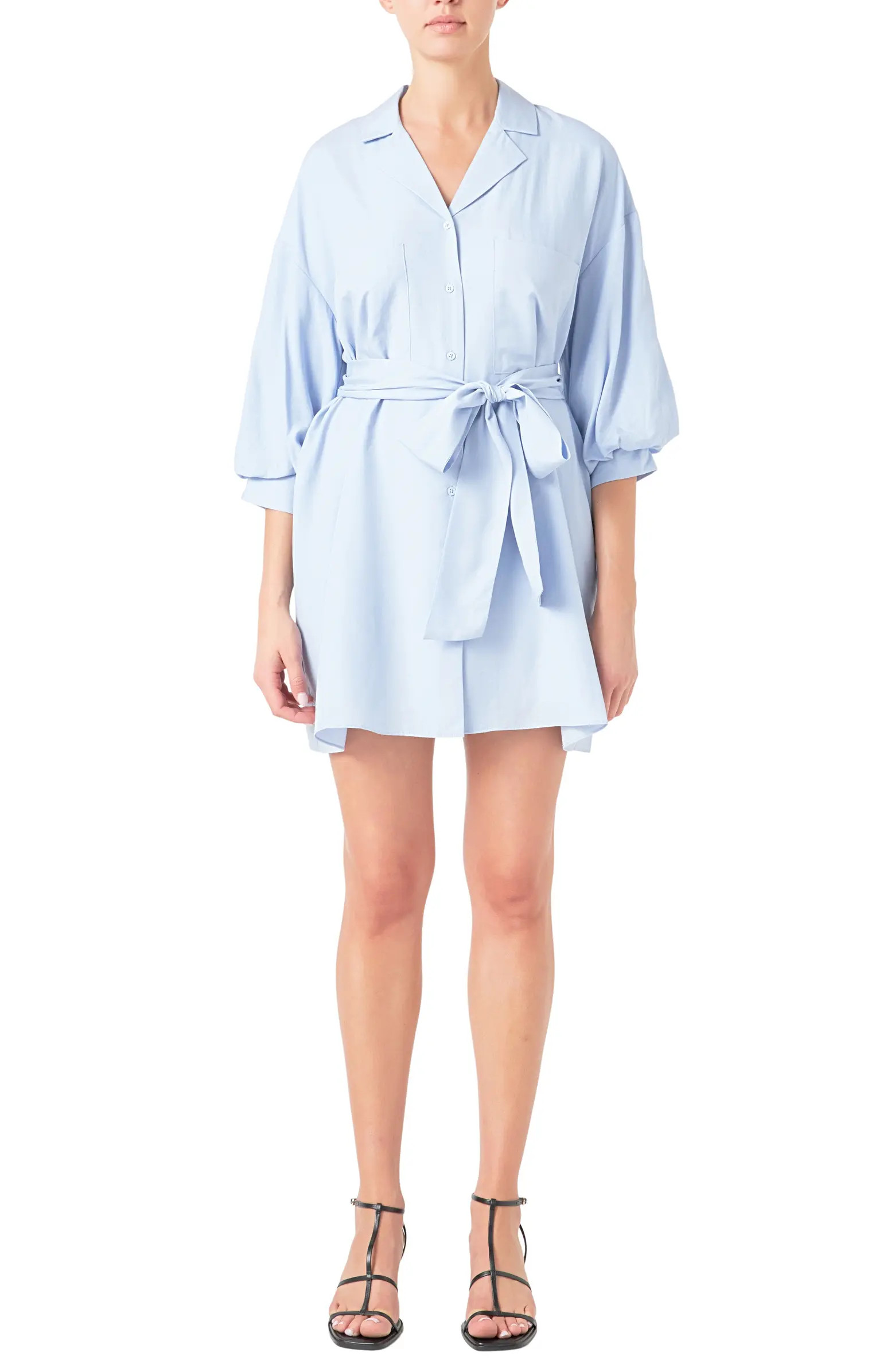 Tie Waist Mini Shirtdress | Nordstrom