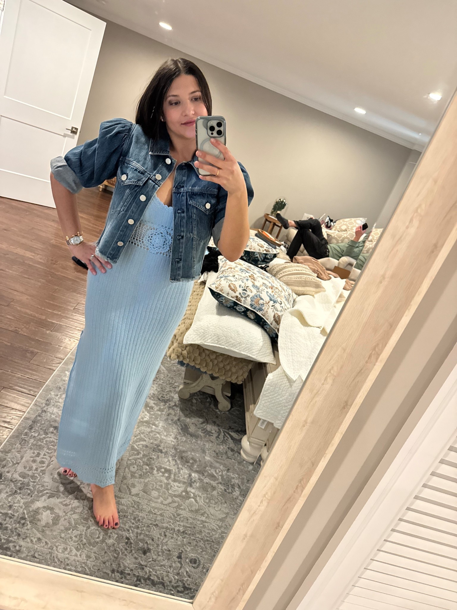 Love this dress paired with a denim jacket for spring! 🌻🪷🌷#spring #revolve #aliceandolivia #vacation #springbreak #crochet #crochetdress #babyblue #denim

#LTKMidsize #LTKTravel #LTKStyleTip