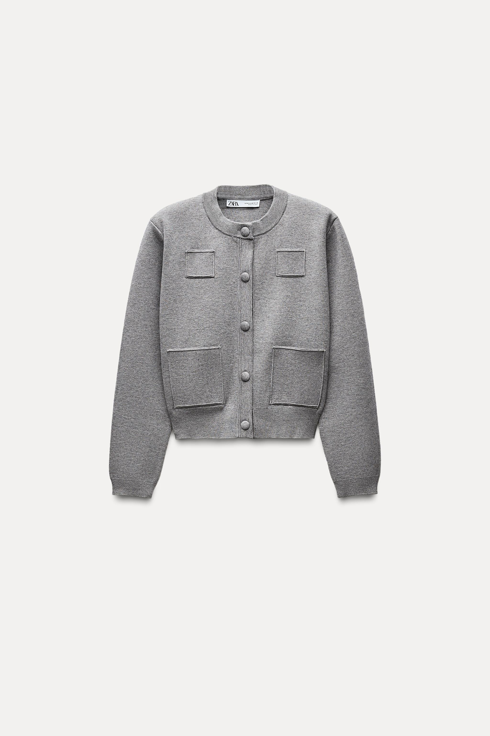 PLAIN KNIT BOMBER JACKET WITH SHOULDER PADS | Zara UK