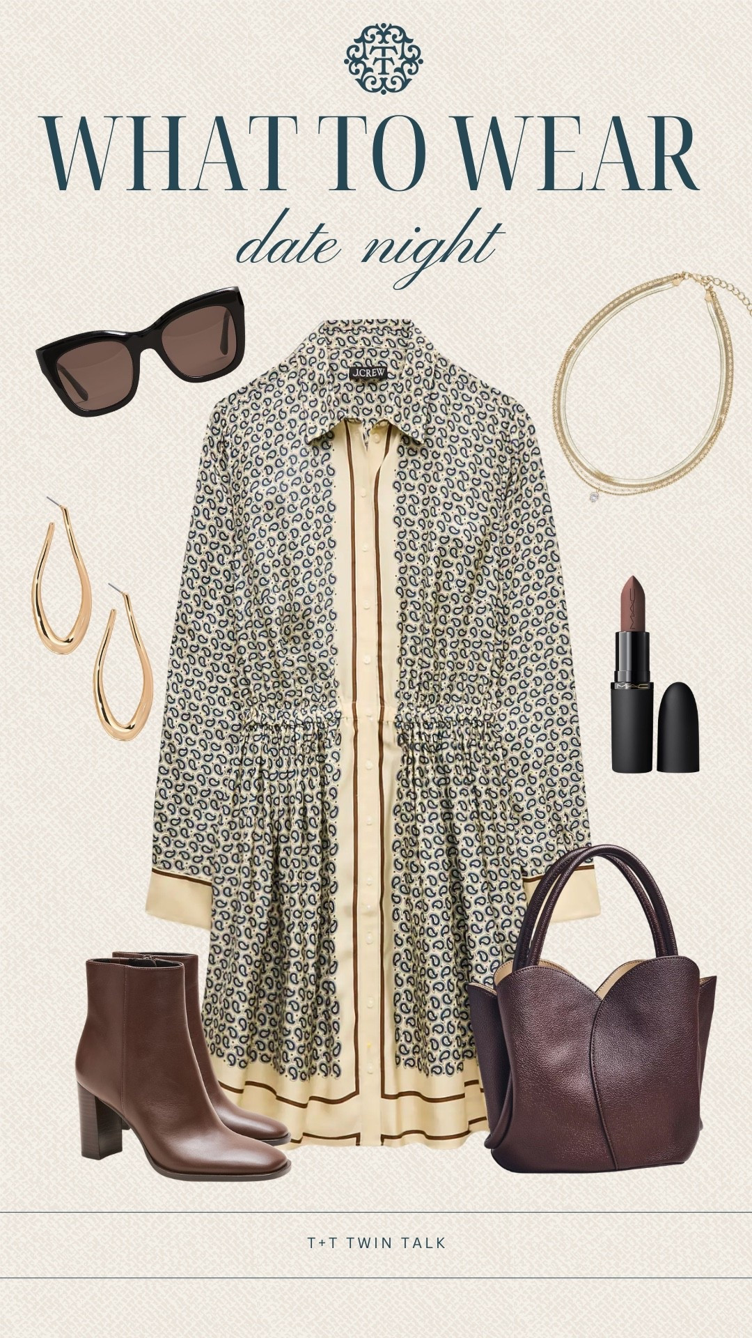 T+T, what to wear! The dress is from J.Crew, and the printed style makes this such a fun choice for a date night. We’d wear this for dinner, a night out, or a special evening together.

#LTKSeasonal #LTKOver40 #LTKMidsize