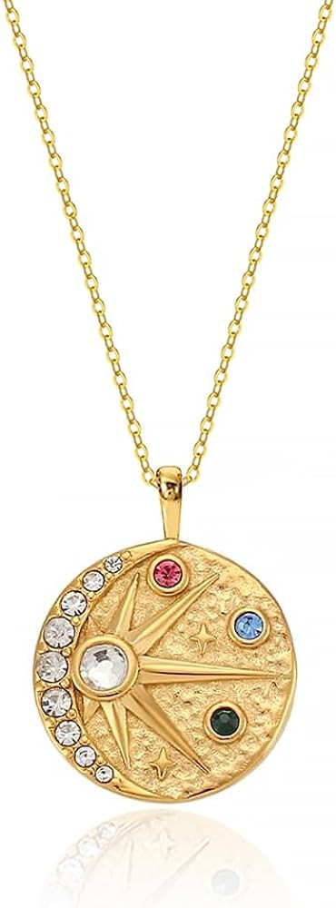 NUZON 2-Tone Interlocking | Sunburst Heart | CZ Evil Eye | Single Pearl | Love Heart Pendant Neck... | Amazon (US)