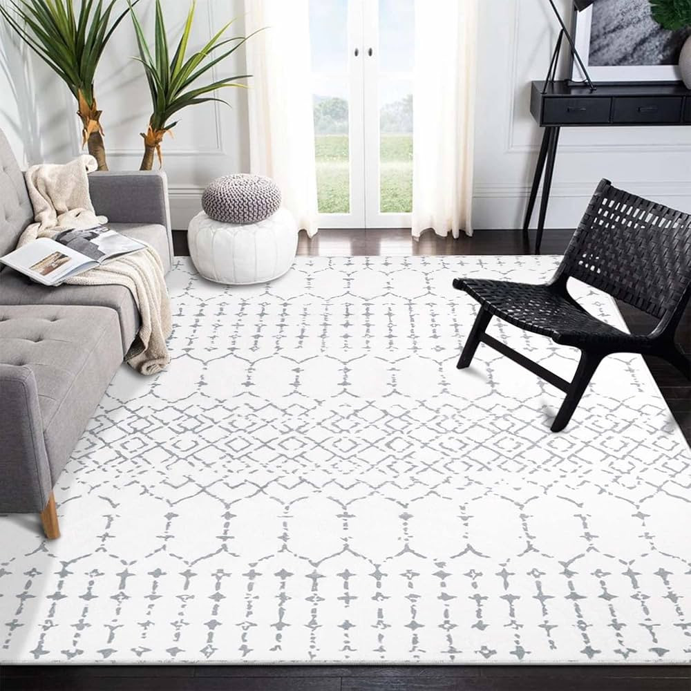 Seavish Moroccan Trellis Rug 5x7 White Living Room Rug Machine Washable Area Rug with Non Slip Ba... | Amazon (US)