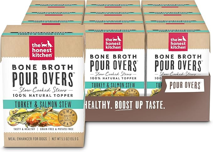 The Honest Kitchen Bone Broth POUR OVERS™ Wet Toppers for Dogs (12 pack), 5.5oz - Turkey & Salm... | Amazon (US)