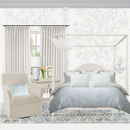 The dreamiest bedroom design! I am absolutely in love with these airy blue details. 

Bedroom, Bedroom Design, Home Design, Bedroom Furniture, Amazon, Amazon Home, Pottery Barn, bedding, Amazon, bedding, Pottery Barn, bedding, Amazon, window, treatments, Amazon curtain, accent chair, poster, bed, Pottery Barn, bedding, home, accessories, Amazon, furniture, side table, accent lamp, Amazon, rug, coastal home, traditional home Grandmillennial style

#LTKfamily #LTKhome #LTKFind