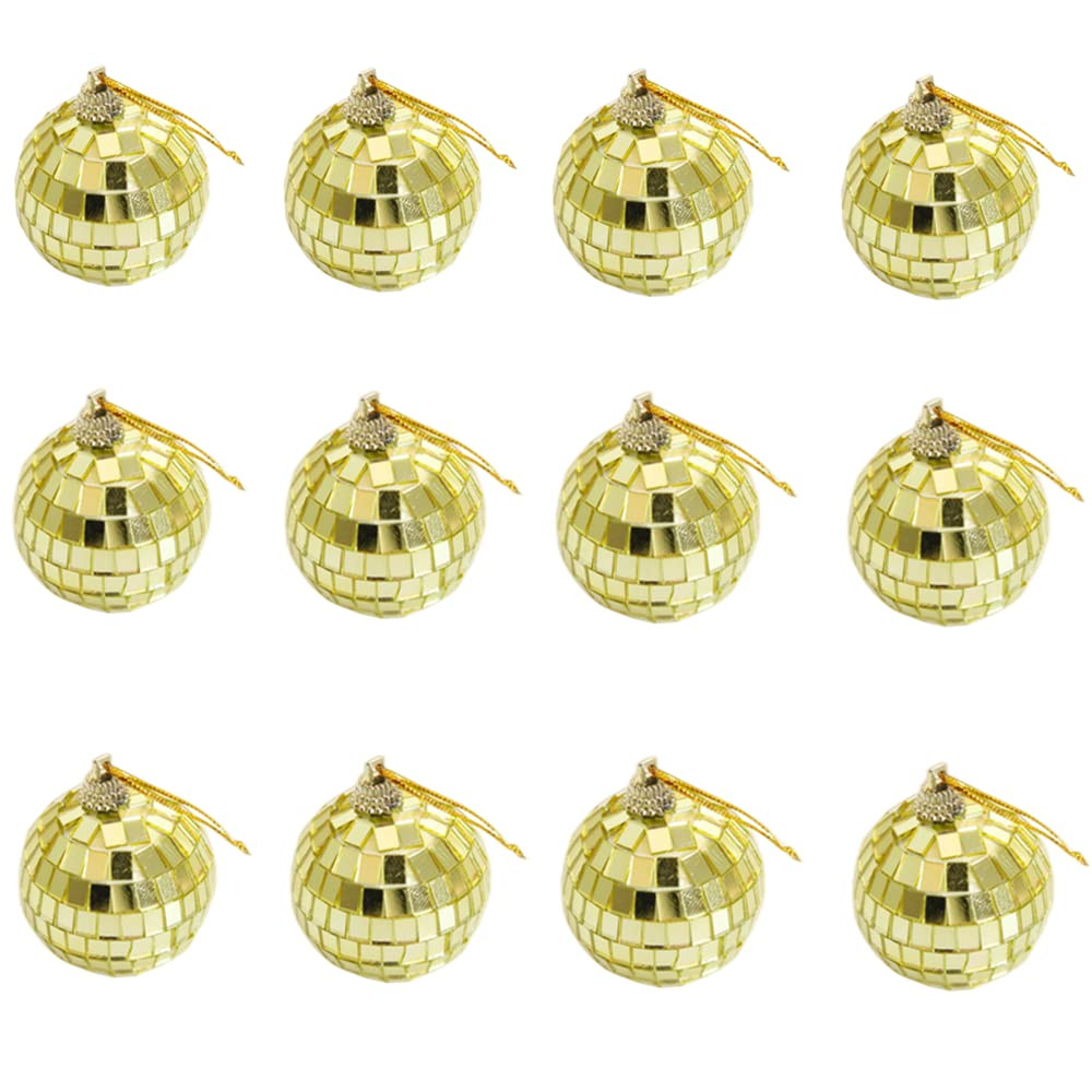 12 pcs 2-inch Mirror Disco Ball Decoration,Christmas Tree Wedding Birthday Party Accessories Disc... | Amazon (US)