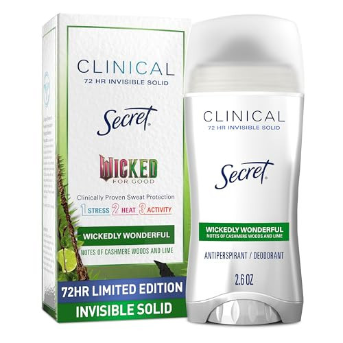 Secret Clinical Strength Antiperspirant Deodorant for Women, Wickedly Wonderful, 3X Sweat Protection, 72hr Sweat & Odor Protection, PH Balanced, Invisible Solid, Cashmere Woods & Lime Scent, 2.6 oz | Amazon (US)