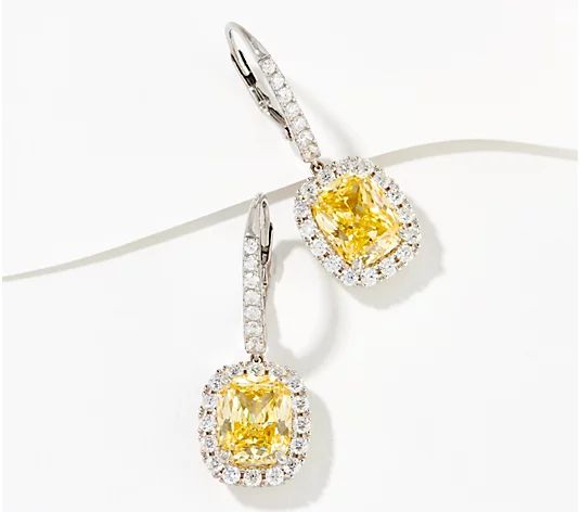 Diamonique Simulated Canary Yellow Diamond Drop Earrings, Sterl - QVC.com | QVC