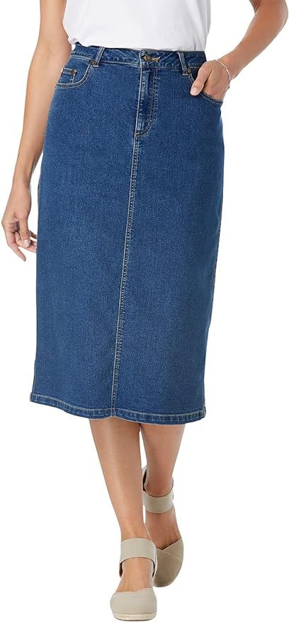 Woman Within Women's Plus Size Stretch Jean Skirt | Amazon (US)