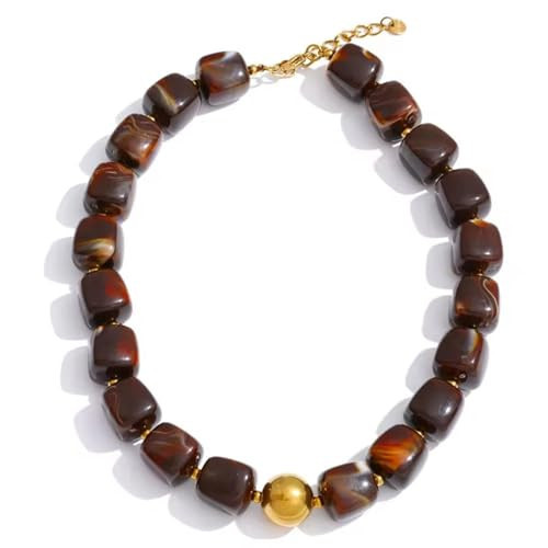 TRUN AROUND MY LIFE Chunky Beaded Choker Necklace for Women, Trendy Summer Beach Statement Resin Beads Necklace, Adjustable Womens Fashion Jewelry for Vacation Holiday Birthday Gifts | Amazon (US)