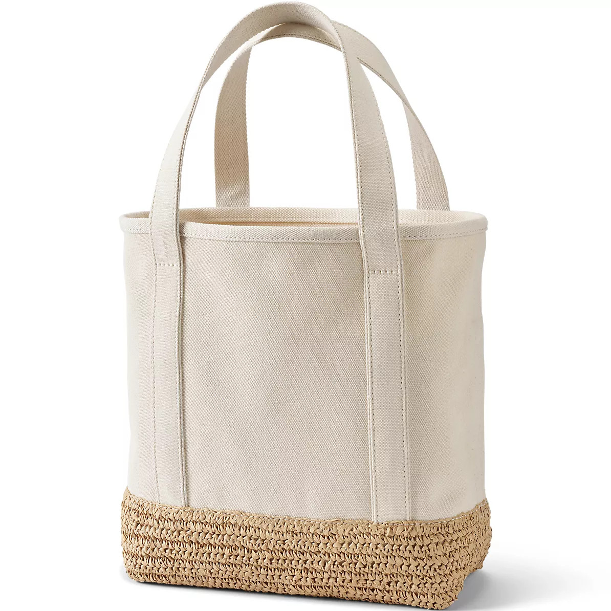Medium Raffia Open Top Canvas Tote Bag | Lands' End (US)