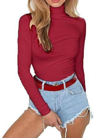 PALINDA Women's Long Sleeve Striped Basic Solid Round Neck Bodysuit Stretchy Leotards | Amazon (US)