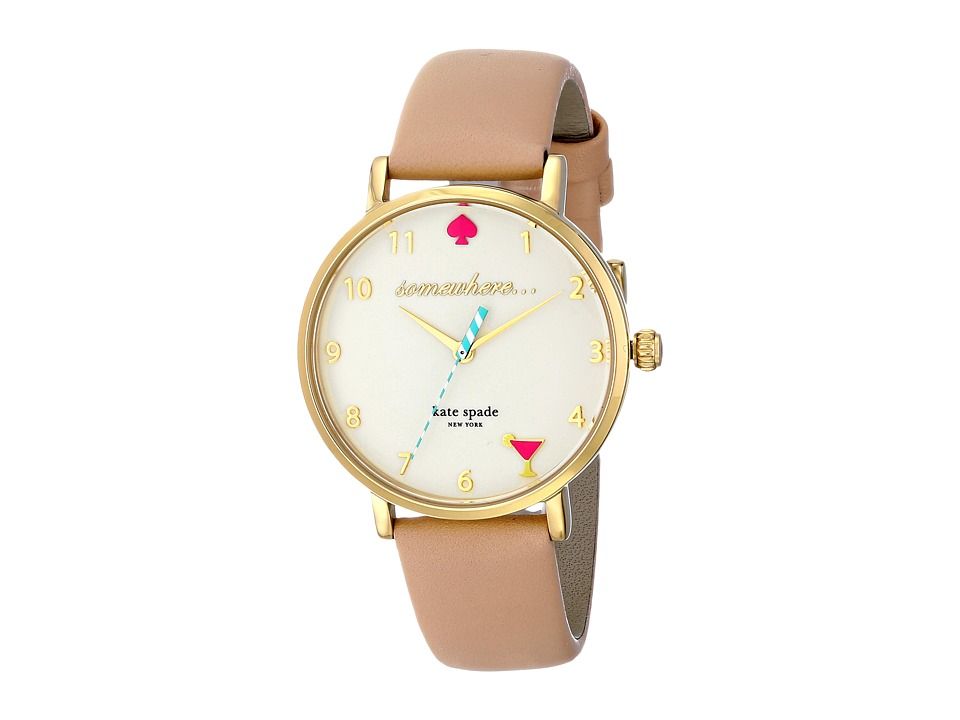 Kate Spade New York - Metro 5 O'Clock - 1YRU0484 (Gold/Vachetta 1) Watches | Zappos