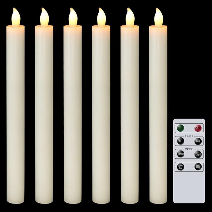 DRomance Flameless LED Taper Candles Battery Operated with Remote and Timer, Real Wax Dimmable Fl... | Amazon (US)