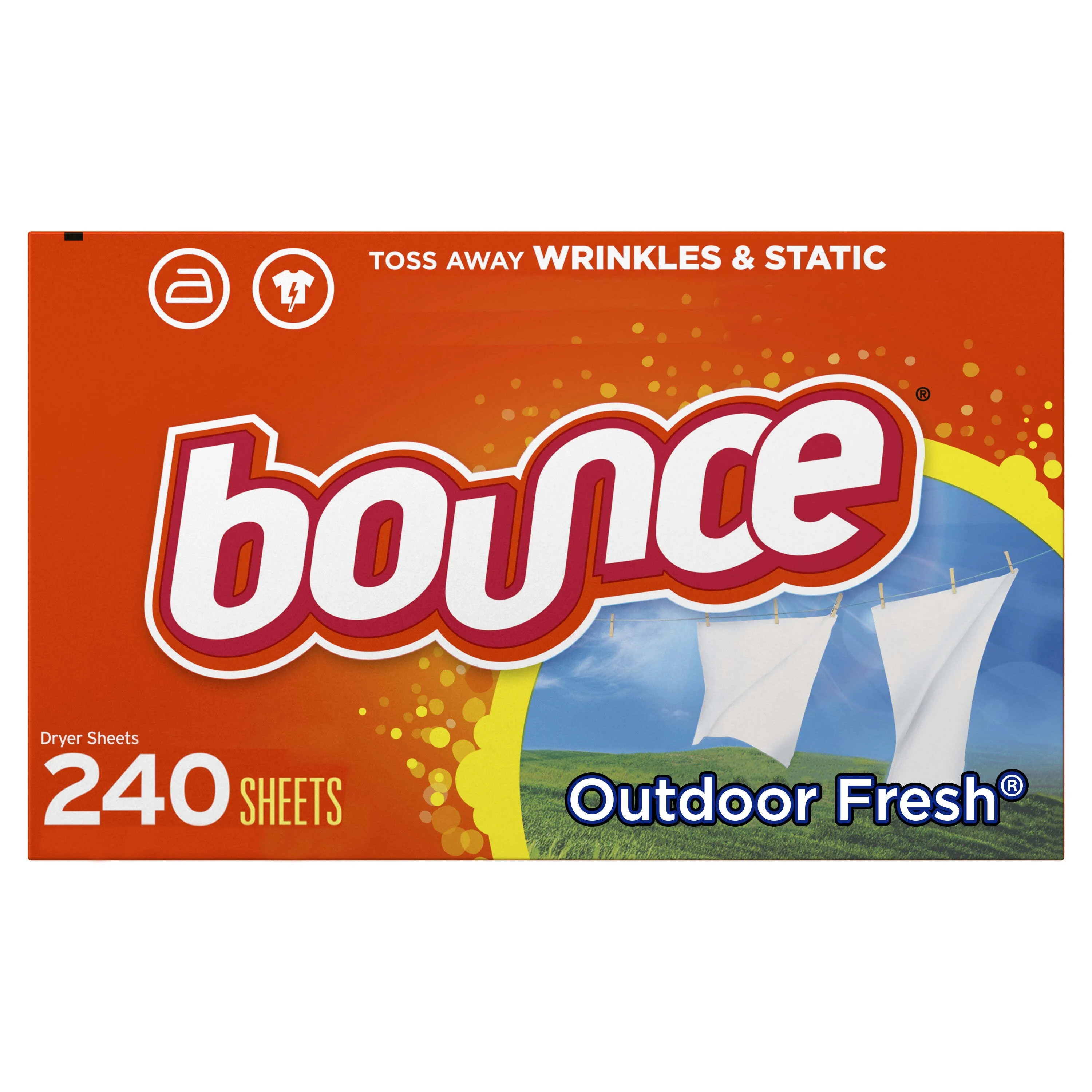 Bounce Fabric Softener Sheets, Outdoor Fresh, 240 Count | Walmart (US)