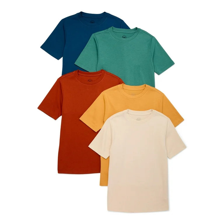 Wonder Nation Boys Kid Tough Short Sleeve T-Shirt, 5-Pack, Sizes 4-18 & Husky | Walmart (US)