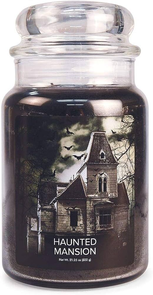 Village Candle Haunted Mansion Large Glass Apothecary Jar, Scented Candle, 21.25 oz., Black | Amazon (US)