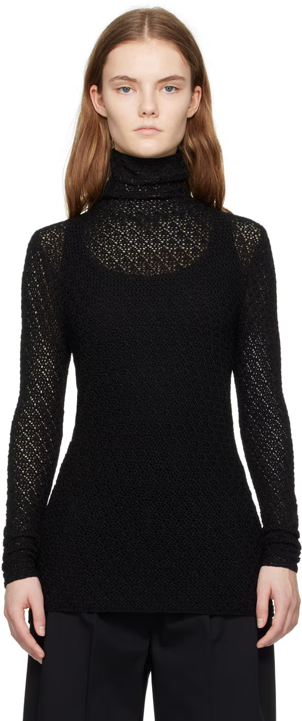 Black Semi-Sheer Turtleneck | SSENSE