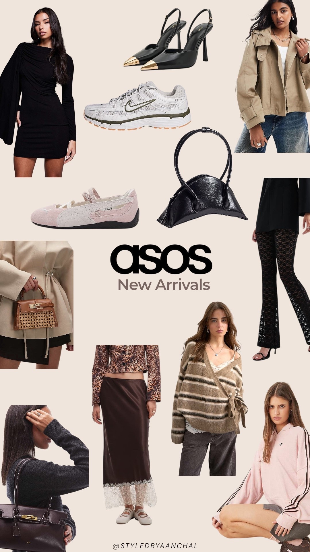 ASOS new arrivals 



ASOS
Puma speedcat
Lace pants
Brown satin skirt
Black drape dress


