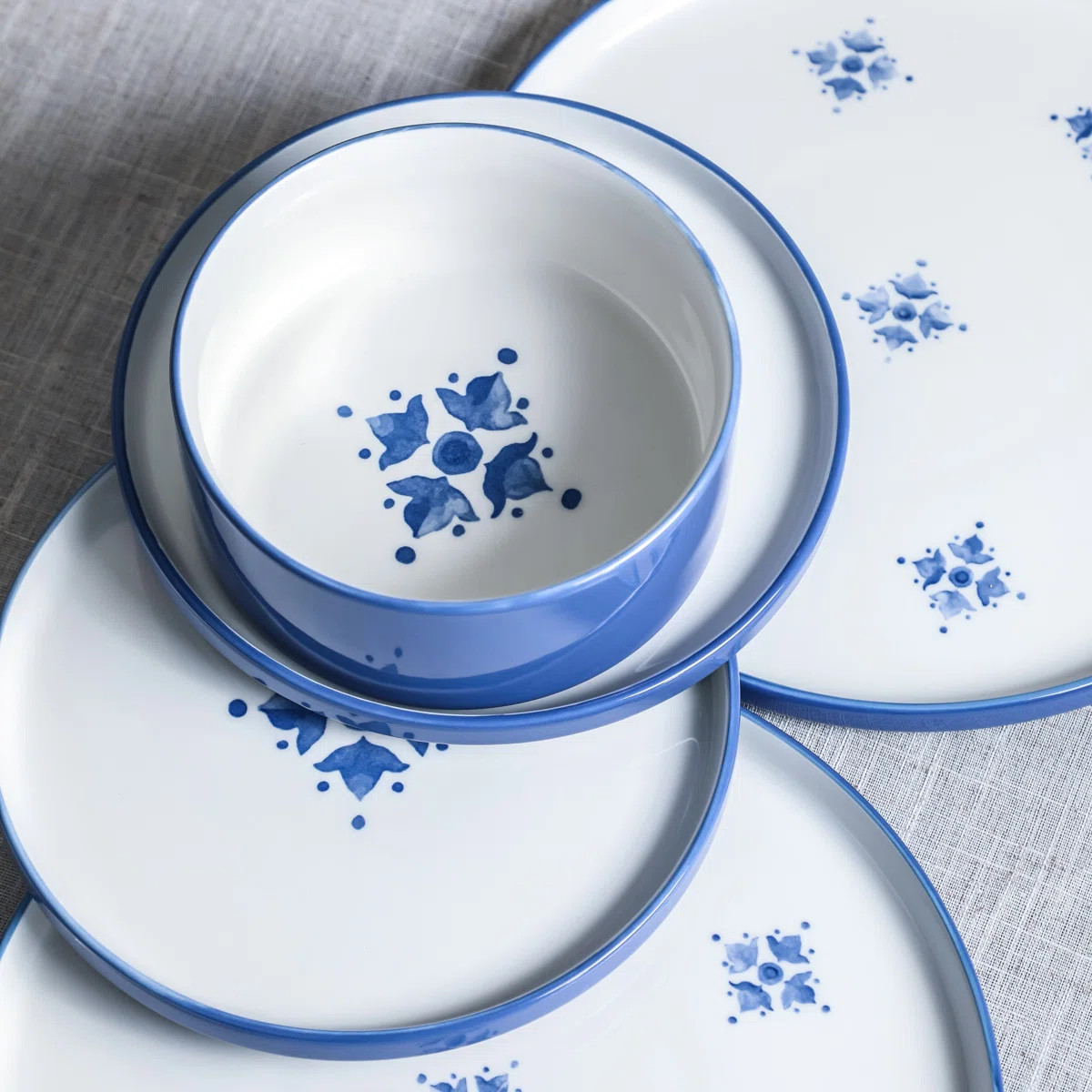 Stone Lain Cobalt 12-Piece Dinnerware Set Porcelain | Wayfair North America