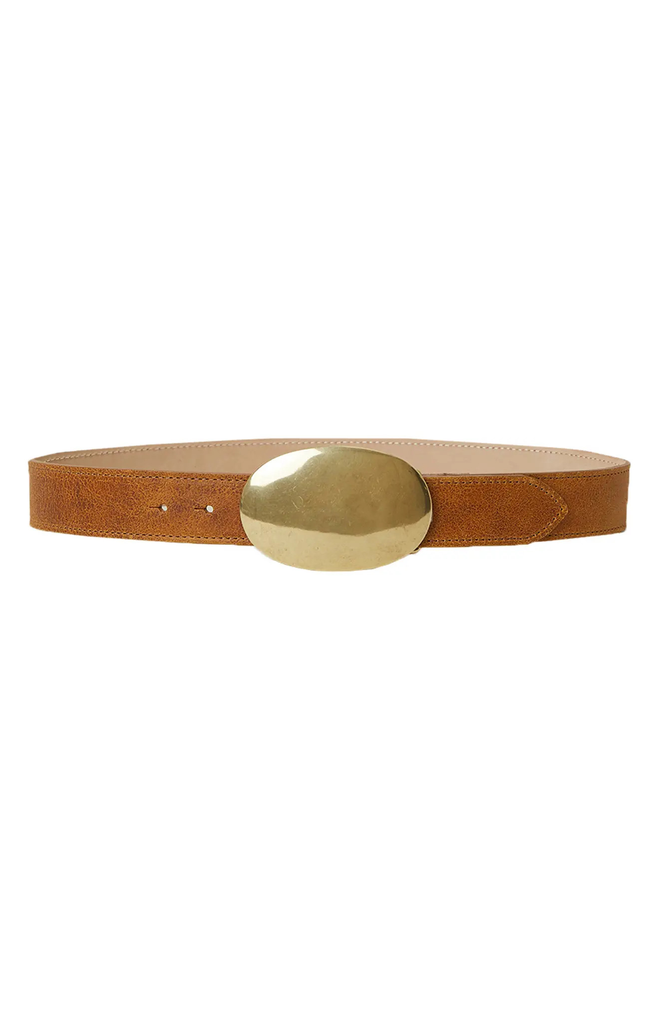 B-Low the Belt Myra Washed Leather Belt in Camel Brass at Nordstrom, Size X-Large | Nordstrom