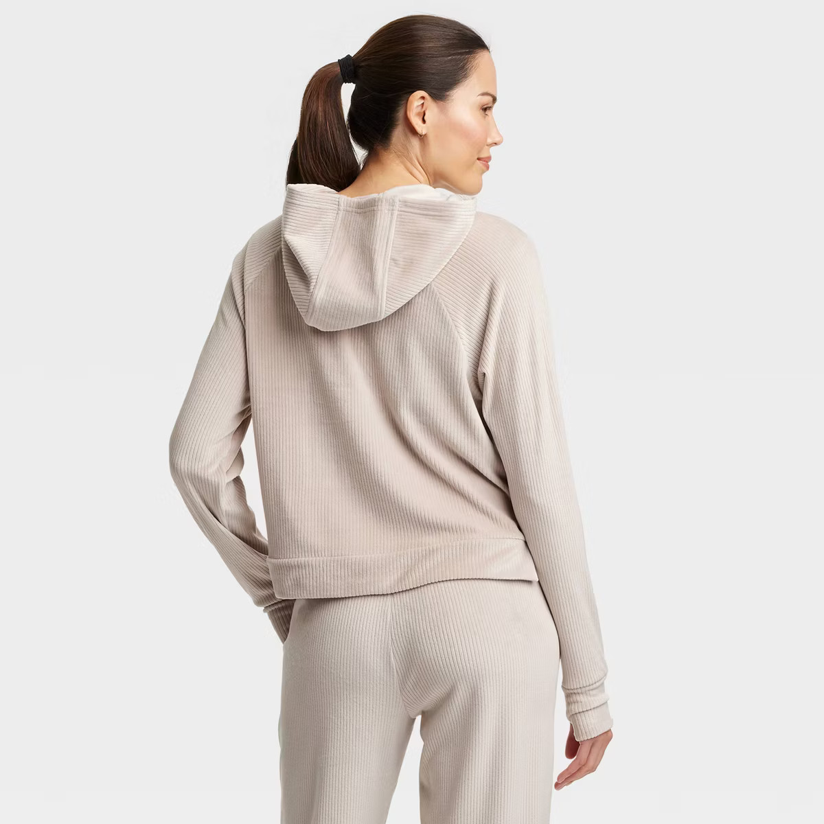 Women's Velour Ribbed Hooded Sweatshirt - All In Motion™ | Target