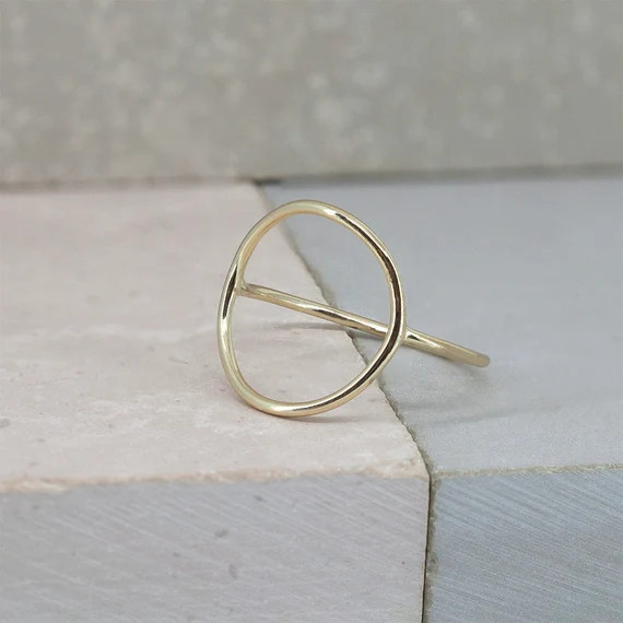 Open Circle Ring Simple O Ring Karma Ring Oval Ring Dainty | Etsy | Etsy (US)