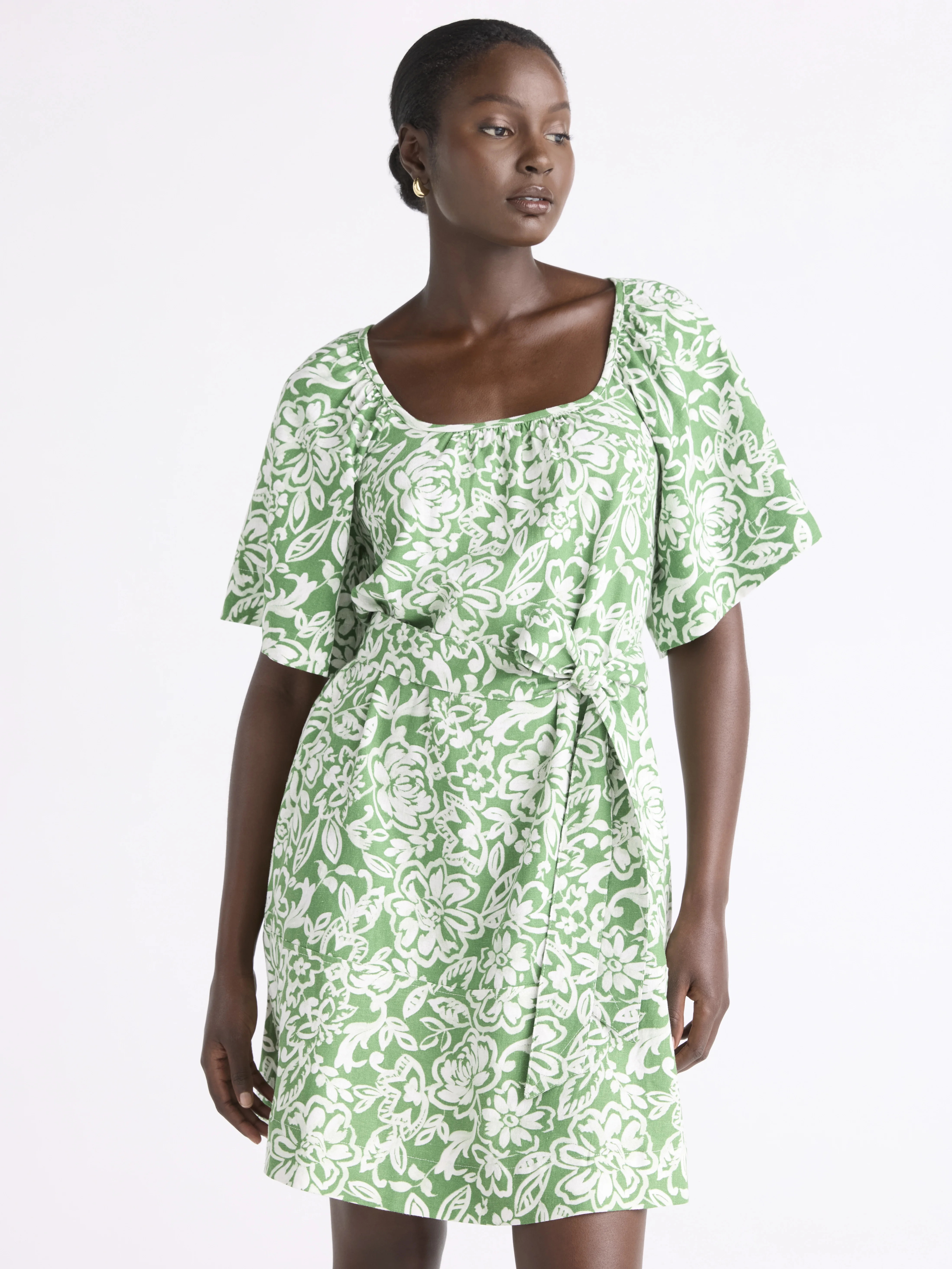 Free Assembly Women's Square Neck Mini Dress, Sizes XS-XXL | Walmart (US)