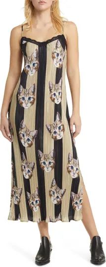 Money Honey Plissé Midi Slipdress | Nordstrom