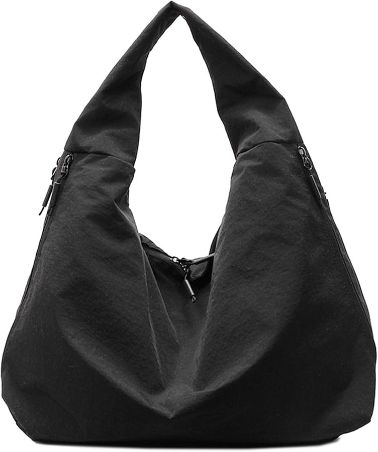 Nylon Slouchy Tote Bag Hobo Bag for Women Crescent Shoulder Bag Casual Shopper Handbag | Amazon (US)