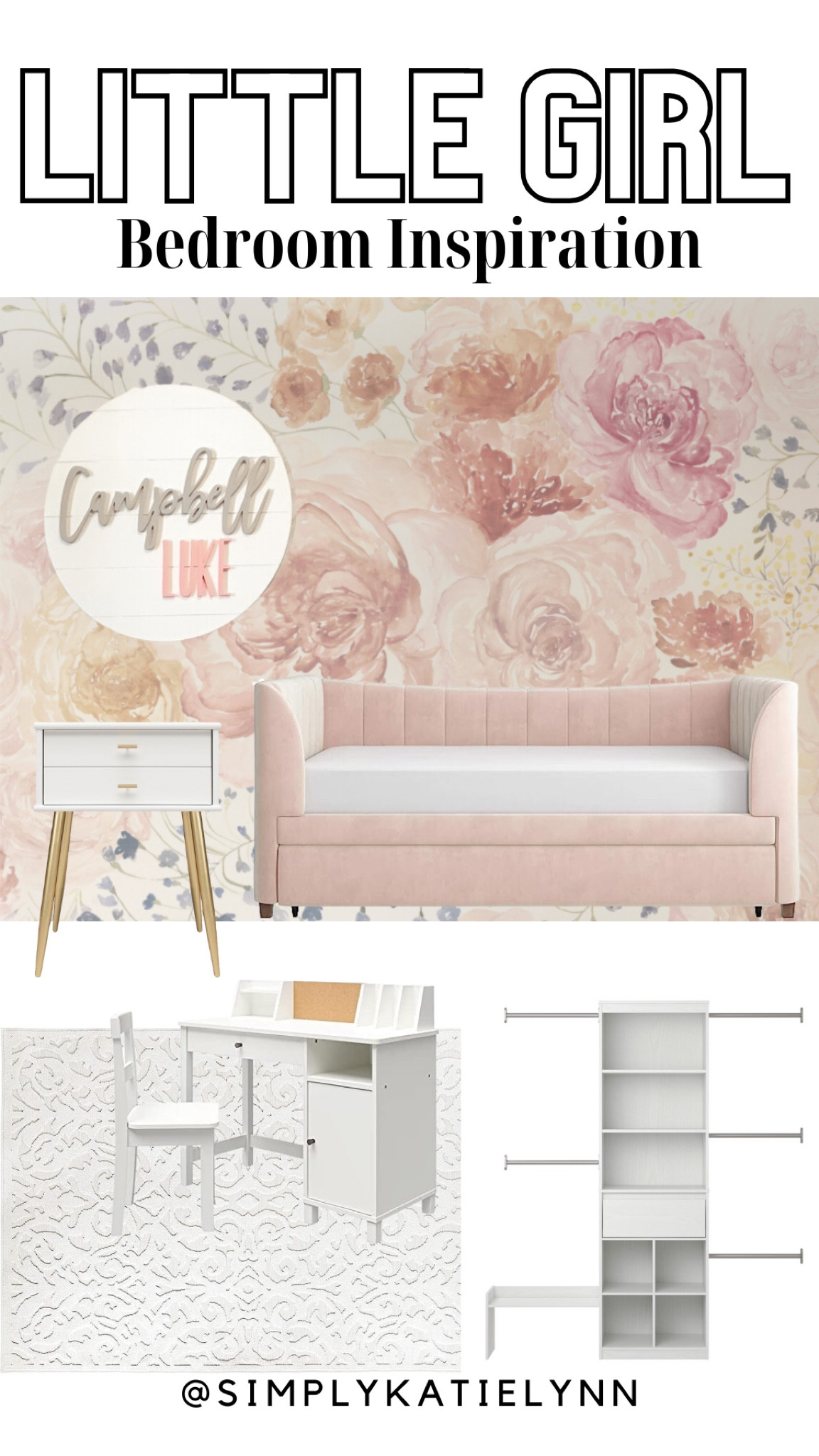 Bedroom inspiration mood board for a little girls room 

#LTKbaby #LTKkids #LTKhome