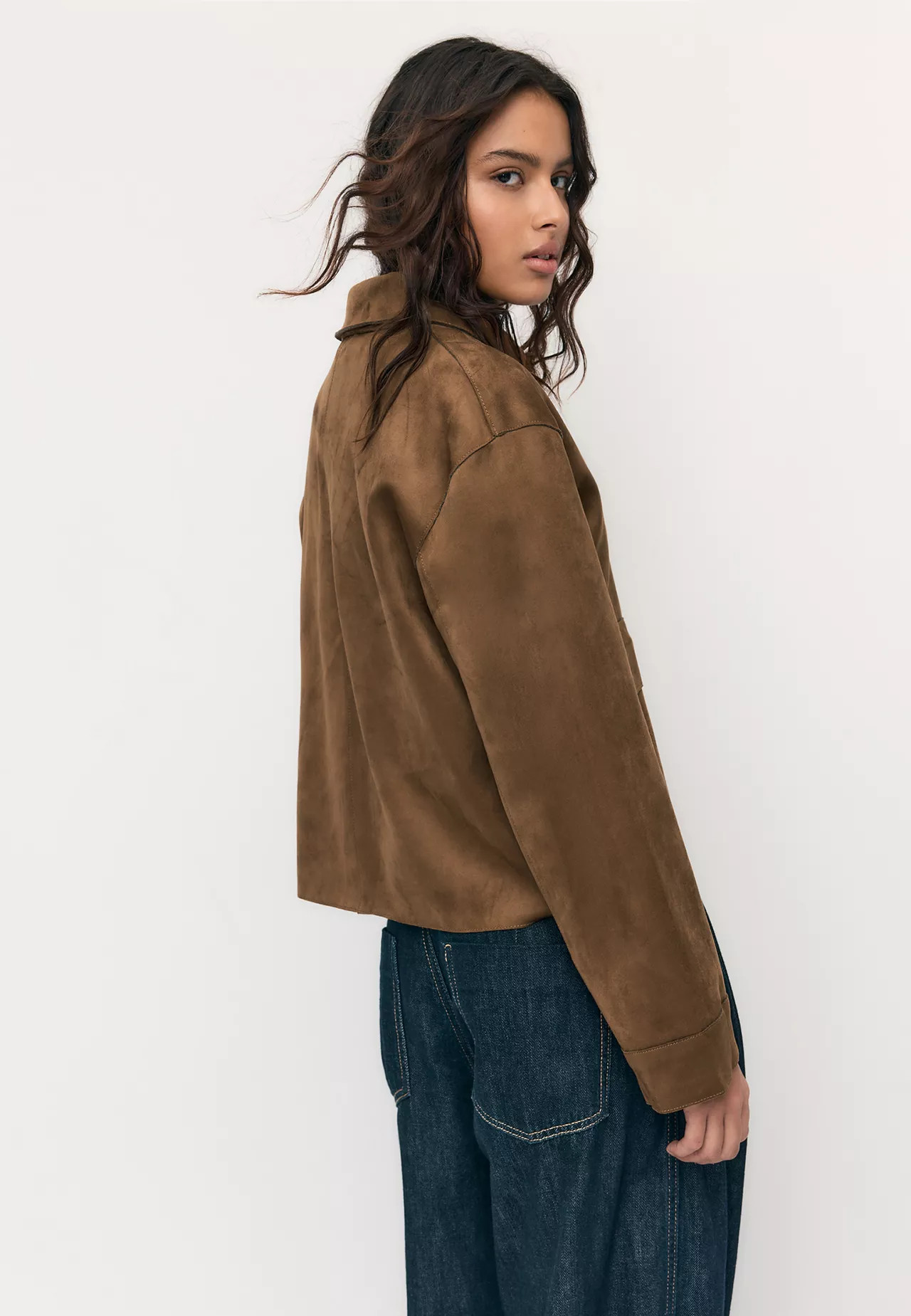 Faux suede jacket with pockets - Women's Jackets | Stradivarius United Kingdom | Stradivarius (UK)