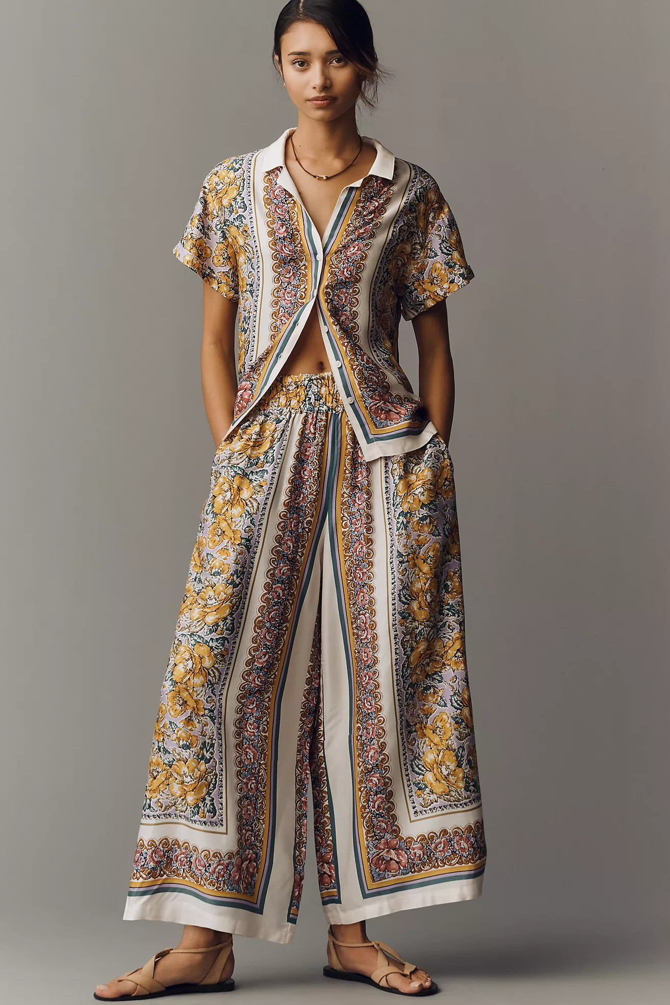 The Somerset Silky Floral Pants | Anthropologie (US)