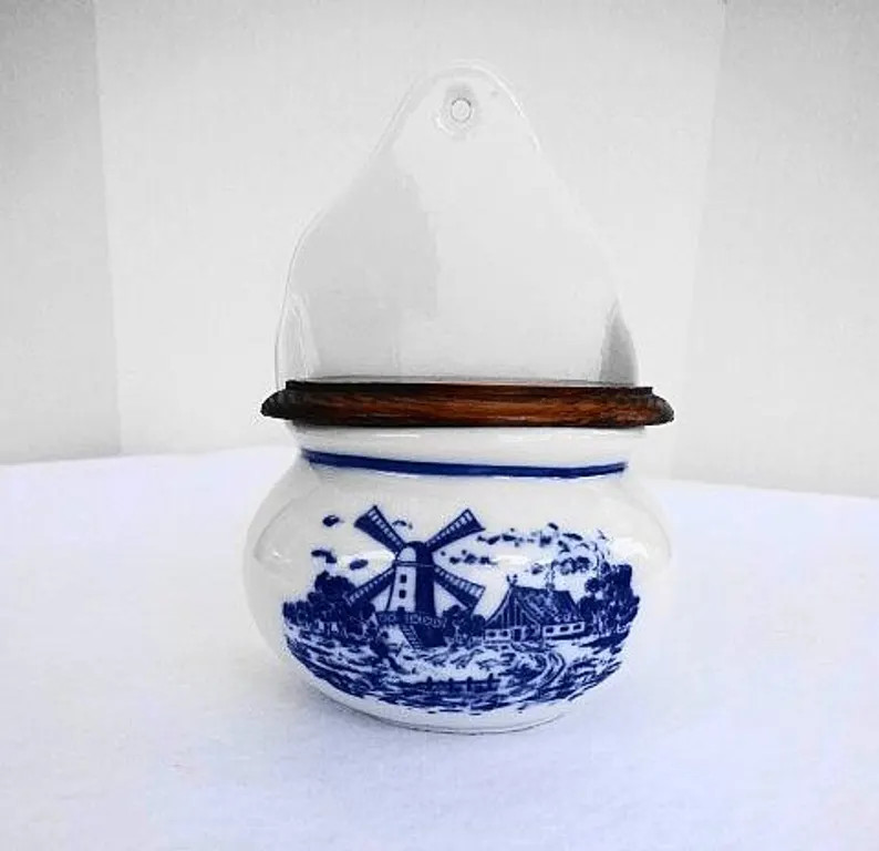 Vintage Salt Box, Blue and White, Teleflora, Wall Kitchen Decor, Holland, French Country - Etsy | Etsy (US)