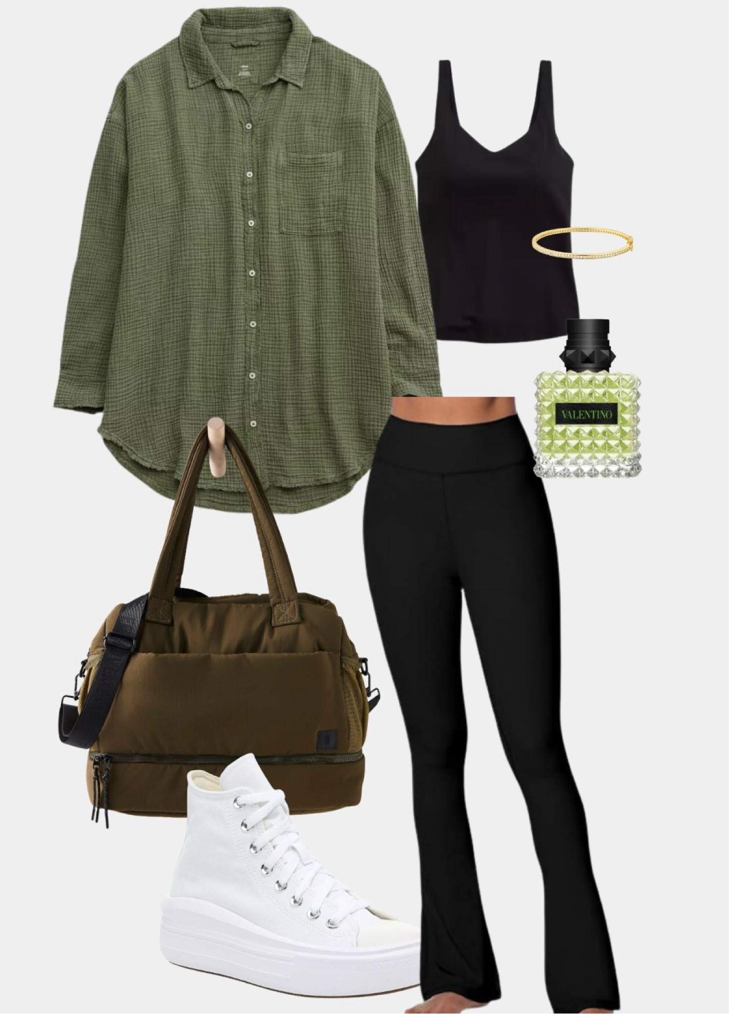 Olive green ootd + Amazon mini flare leggings 

#LTKStyleTip