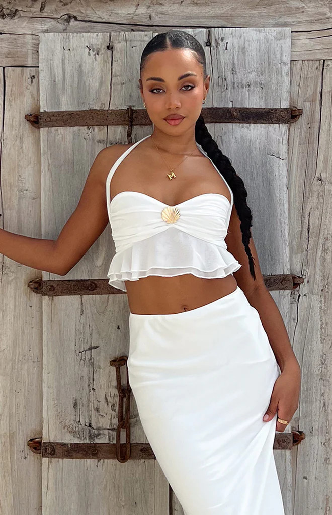 Seas White Chiffon Crop Top | Beginning Boutique (AU)