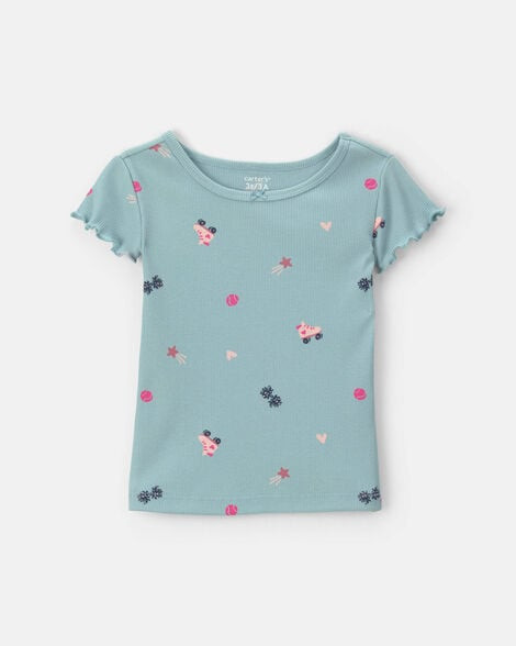Toddler Girl Roller Skate Rib Top - Blue | Carter's | Carter's Inc