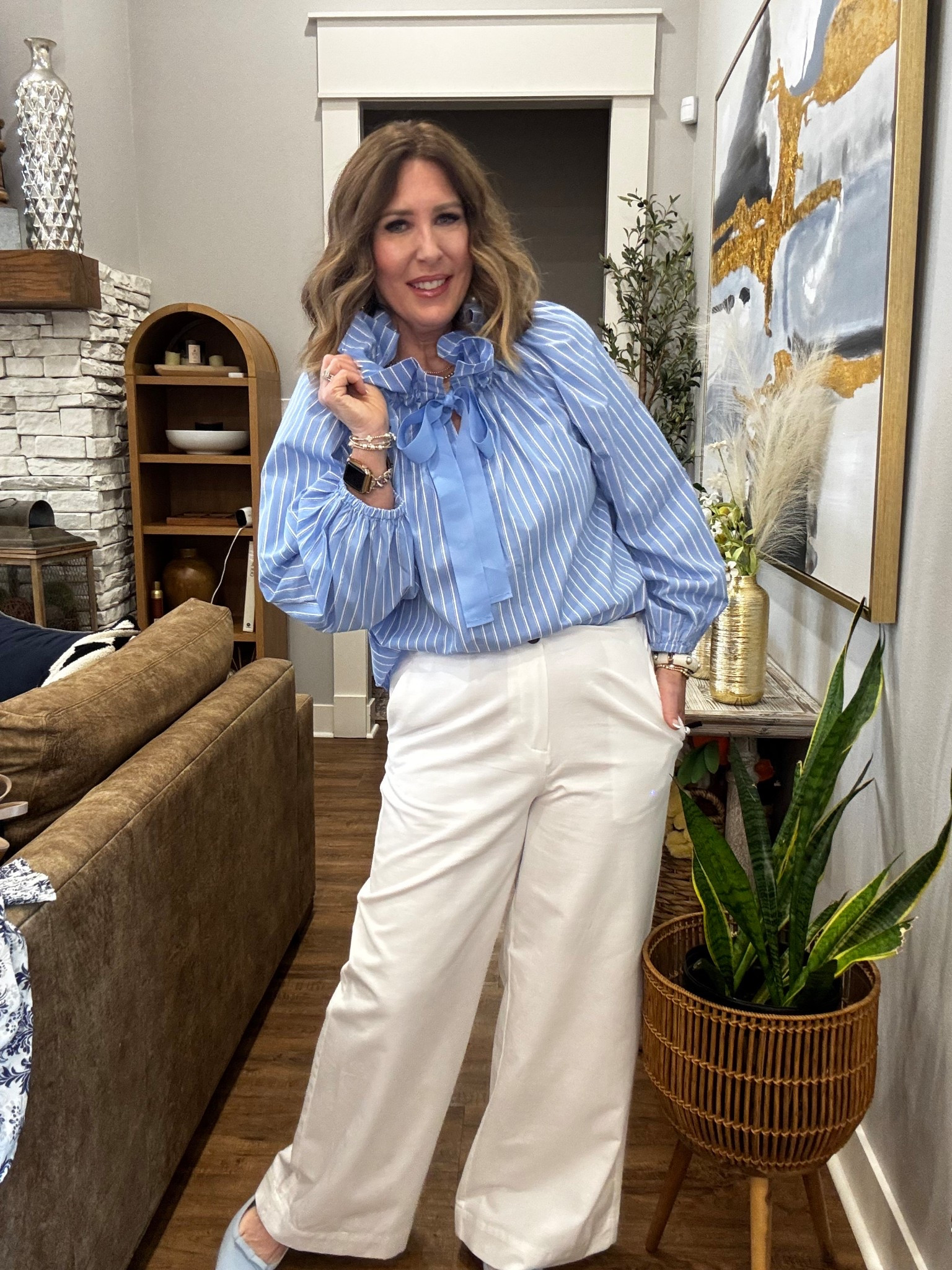 This blue top is so cute and it is going to SELL out. It’s @Free Assembky  @walmart 
Comes in blue and green. 
Wearing medium in top and 12 in pants 
Hurry 
Paired with these linen pants from @Target 

Wear for a day wedding, bridal shower, baby shower or to work 


#LTKgrwm #LTKWedding #LTKmomlife