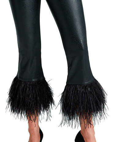 Faux Leather Cropped Feather Leggings for Women | Viscose/Elastane | Marshalls