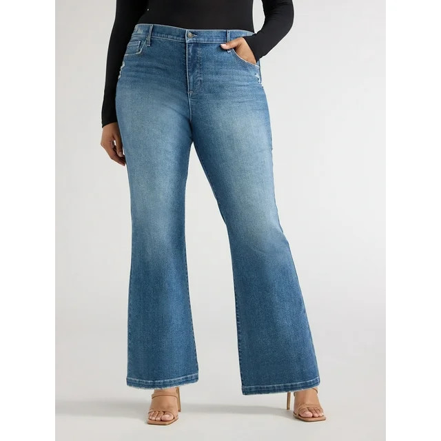 Sofia Jeans Women's Melissa Flare High Rise Jeans, 33.5" Inseam, Sizes 0-20 | Walmart (US)