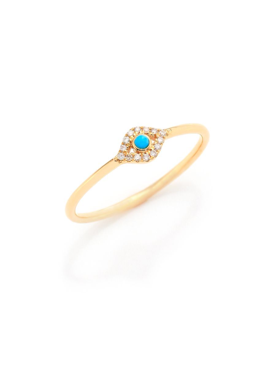 sydney evan small infinity diamond, turquoise &amp; 14k yellow gold evil eye ring | Saks Fifth Avenue