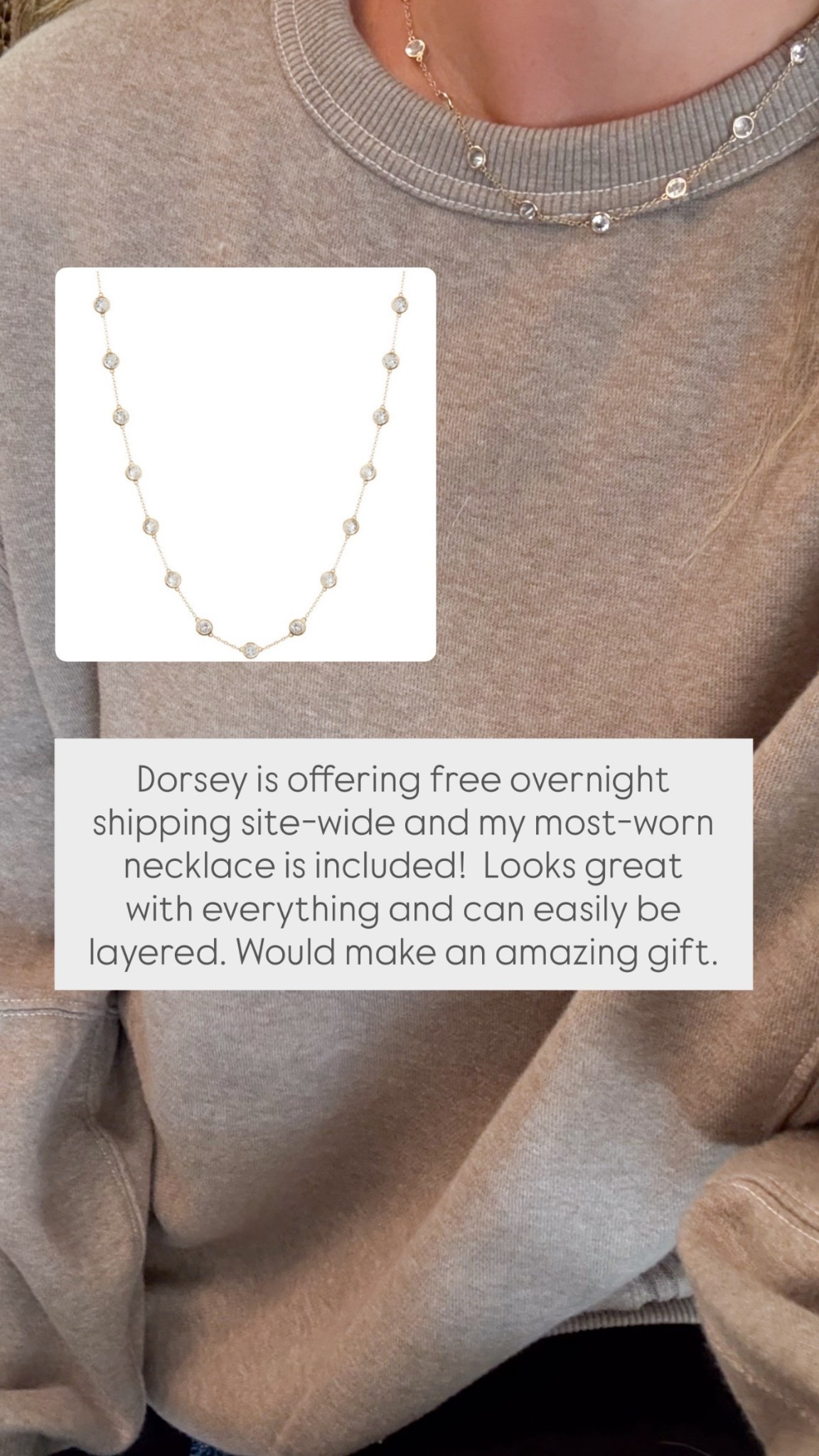 Dorsey is offering free overnight shipping site-wide and my most-worn necklace is included!  Looks great with everything and can easily be layered. Would make an amazing gift. 

#LTKSaleAlert #LTKGiftGuide #LTKFindsUnder100
