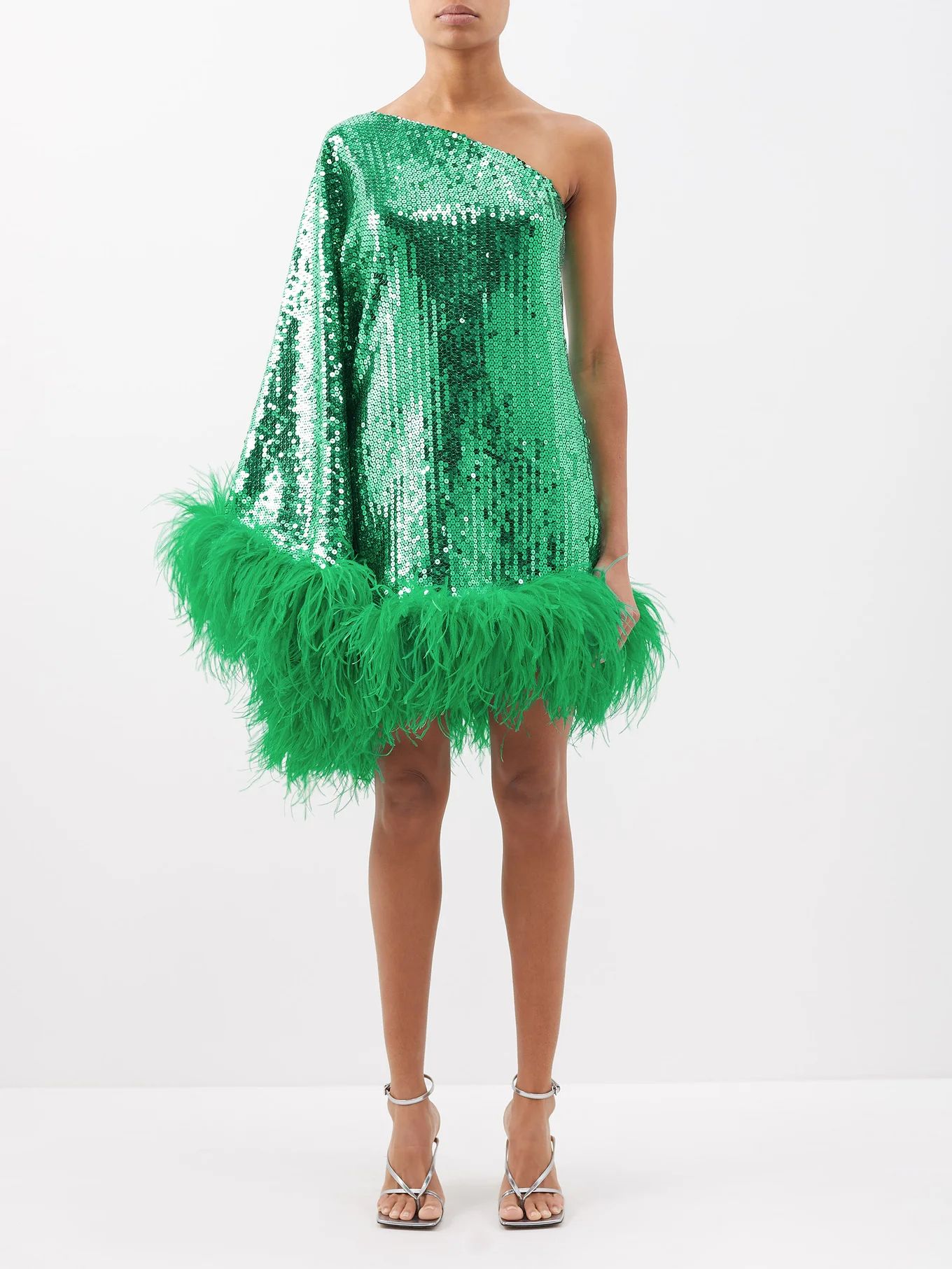 Piccolo Disco Ubud sequinned feather-trim dress | Matches (US)