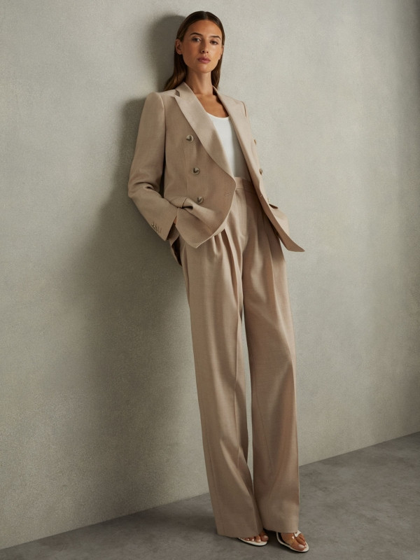 Wool Pleat Front Wide Leg Suit: Trousers | Reiss US