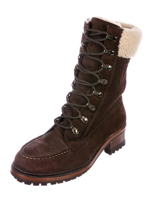 Suede Shearling-Trimmed Boots | The RealReal