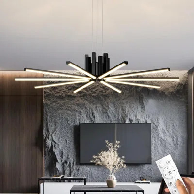 Modern Led Chandelier, Dimmable Light Fixture With Remote Control, Modern Pendant Light,(3000K-6500K/Black) | Wayfair North America