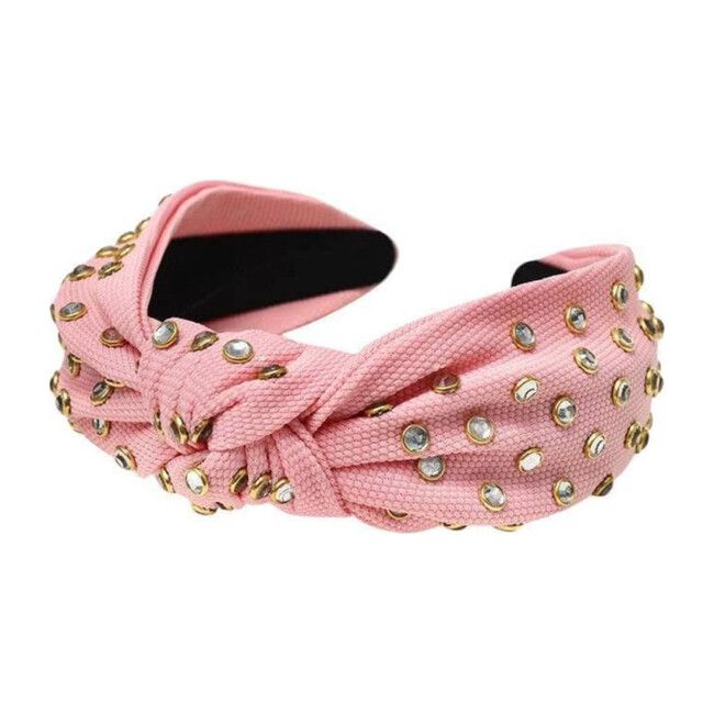 Crystal Studded Knot Headband, Light Pink | Maisonette