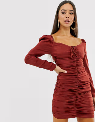 Club L London satin ruched mini dress | ASOS US